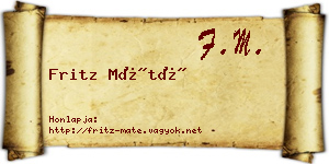 Fritz Máté névjegykártya