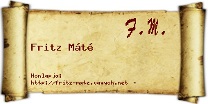 Fritz Máté névjegykártya